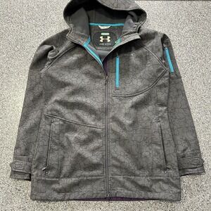 Under Armour Jacket Womens L Viscosity Soft Shell Hooded Windproof Fleece Lined